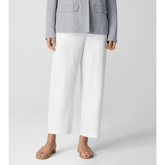 Eileen Fisher Stretch Crepe Crop Pant Petite Small Ecru Business Casual Summer - Picture 1 of 6